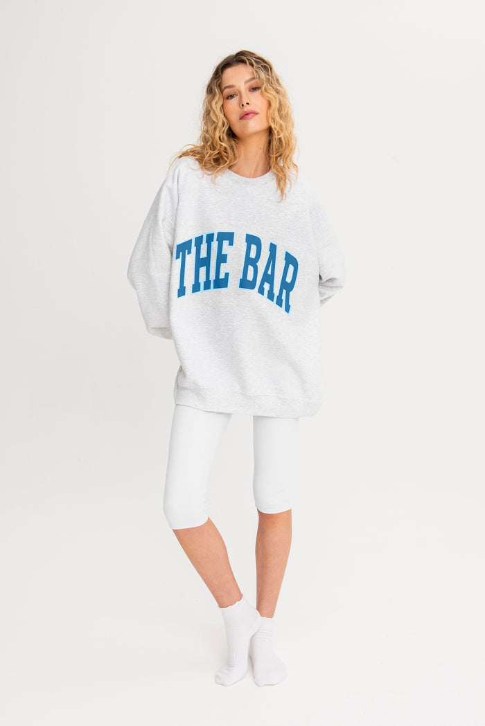 VARSITY OUTLINE SWEATSHIRT LT HEATHER GREY - COBALT & BLUE