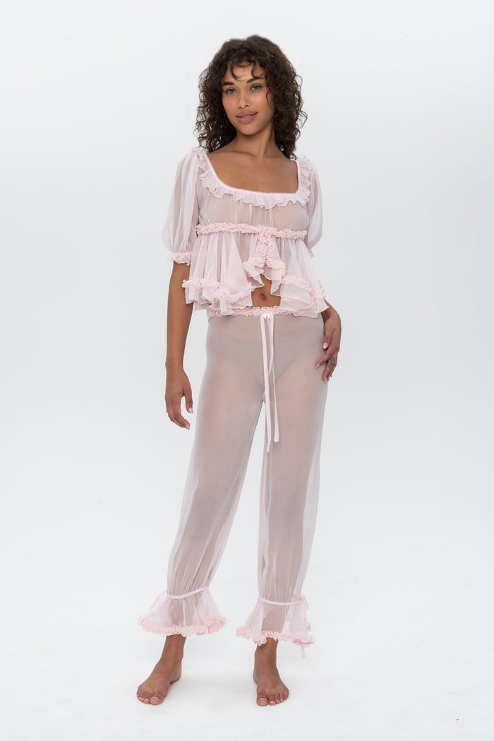 ELLIS FLOUNCE TOP BLUSH
