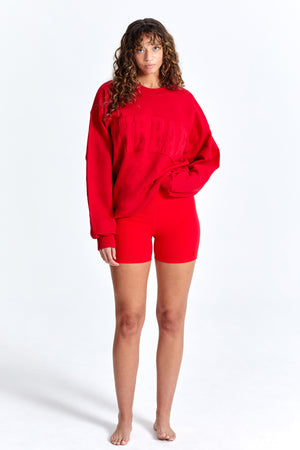 
                  
                    Load image into Gallery viewer, VARSITY BIKER SHORT RED
                  
                