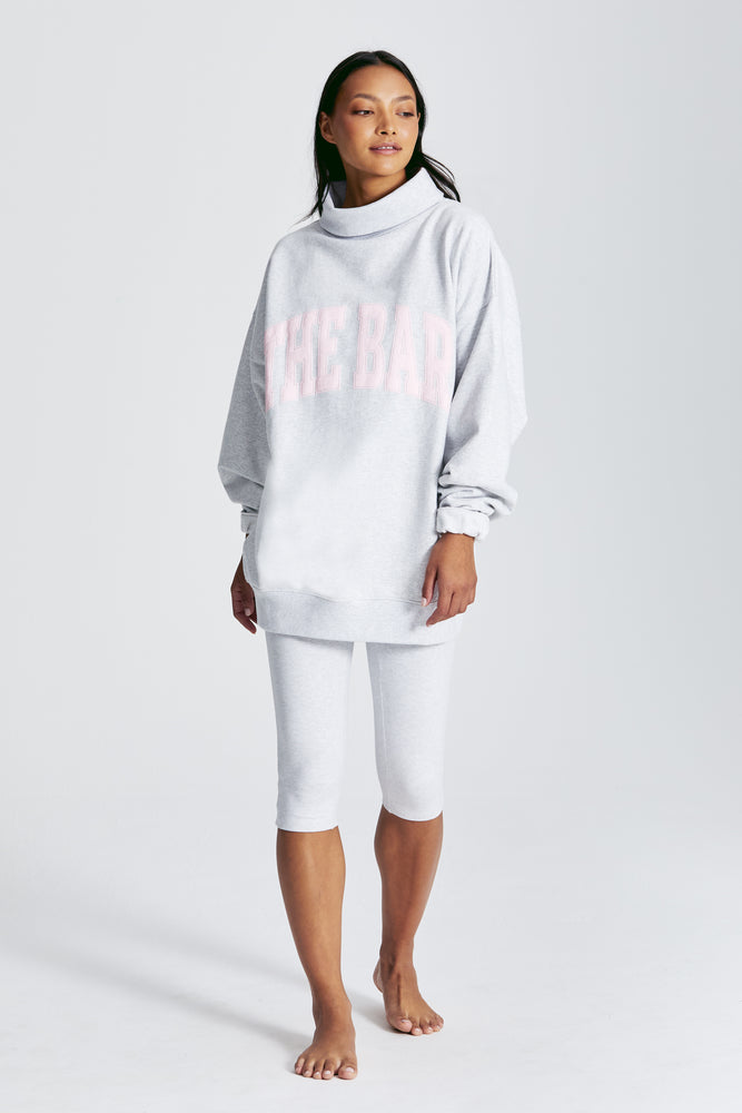 
                  
                    Load image into Gallery viewer, CHARLES HIGHEST NECK SWEATSHIRT LT HEATHER GREY/BLUSH
                  
                