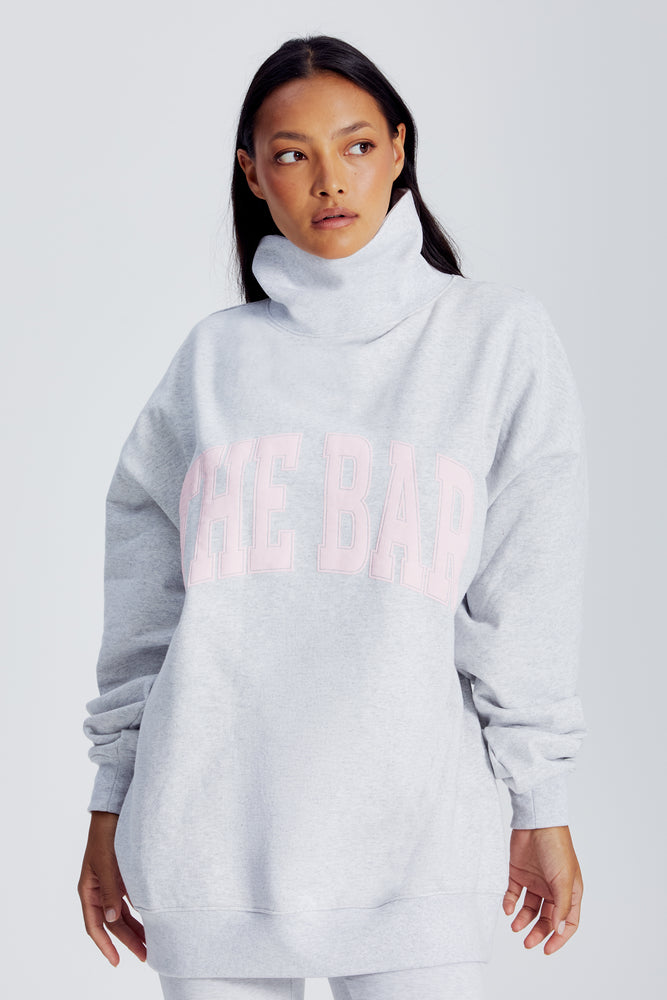 
                  
                    Load image into Gallery viewer, CHARLES HIGHEST NECK SWEATSHIRT LT HEATHER GREY/BLUSH
                  
                