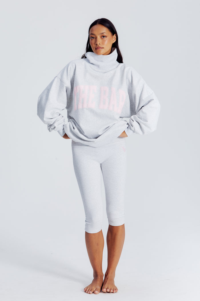 CHARLES HIGHEST NECK SWEATSHIRT LT HEATHER GREY/BLUSH