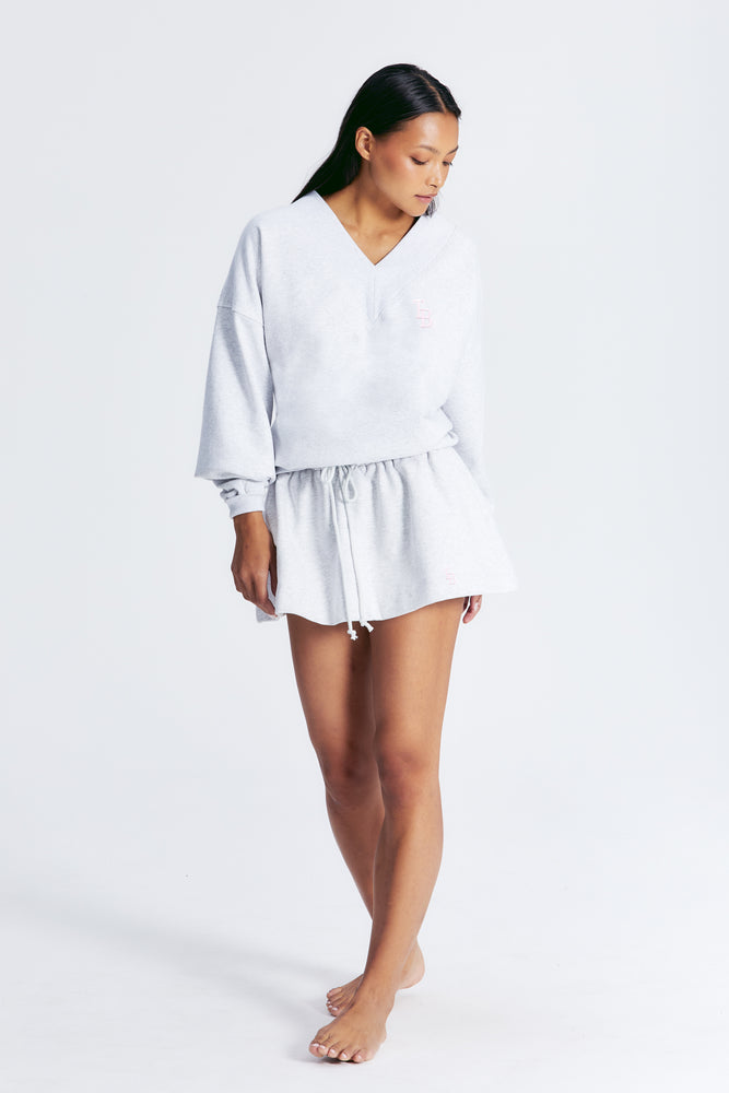 
                  
                    Load image into Gallery viewer, GRACE SWEATSKIRT LT HEATHER GREY/BLUSH
                  
                