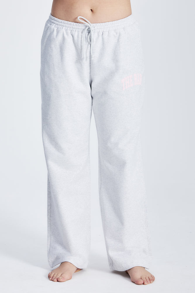 
                  
                    Load image into Gallery viewer, STEPHANIE WIDE LEG SWEATPANTS LT HEATHER GREY/BLUSH
                  
                