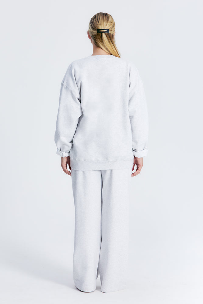 
                  
                    Load image into Gallery viewer, VARSITY SWEATSHIRT LT HEATHER GREY / BLUSH
                  
                