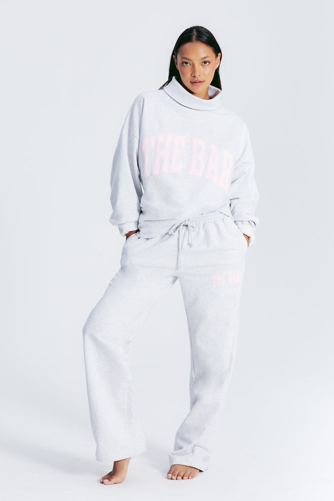 
                  
                    Load image into Gallery viewer, STEPHANIE WIDE LEG SWEATPANTS LT HEATHER GREY/BLUSH
                  
                
