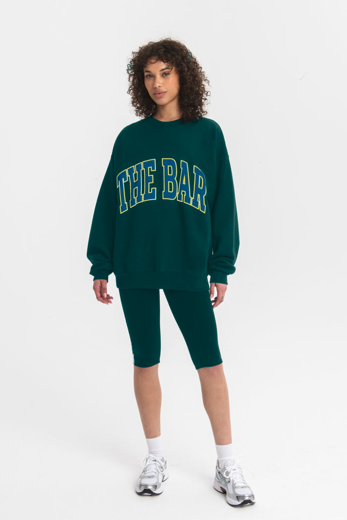 VARSITY OUTLINE SWEATSHIRT HUNTER GREEN - BLUE & YELLOW