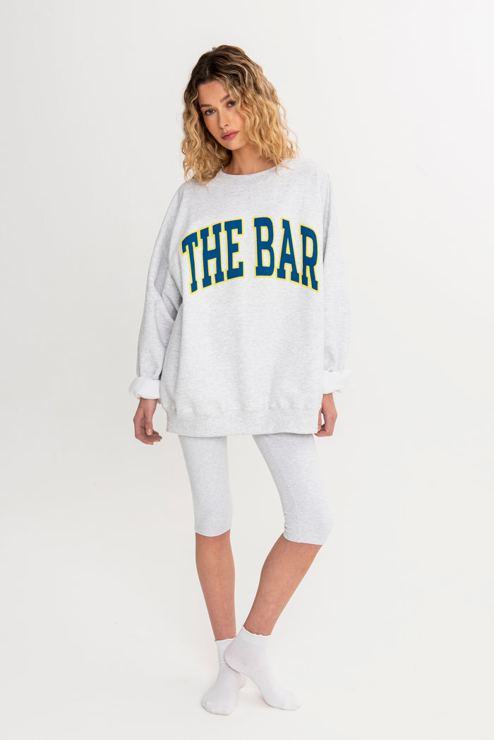 VARSITY OUTLINE SWEATSHIRT LT HEATHER GREY - BLUE & YELLOW
