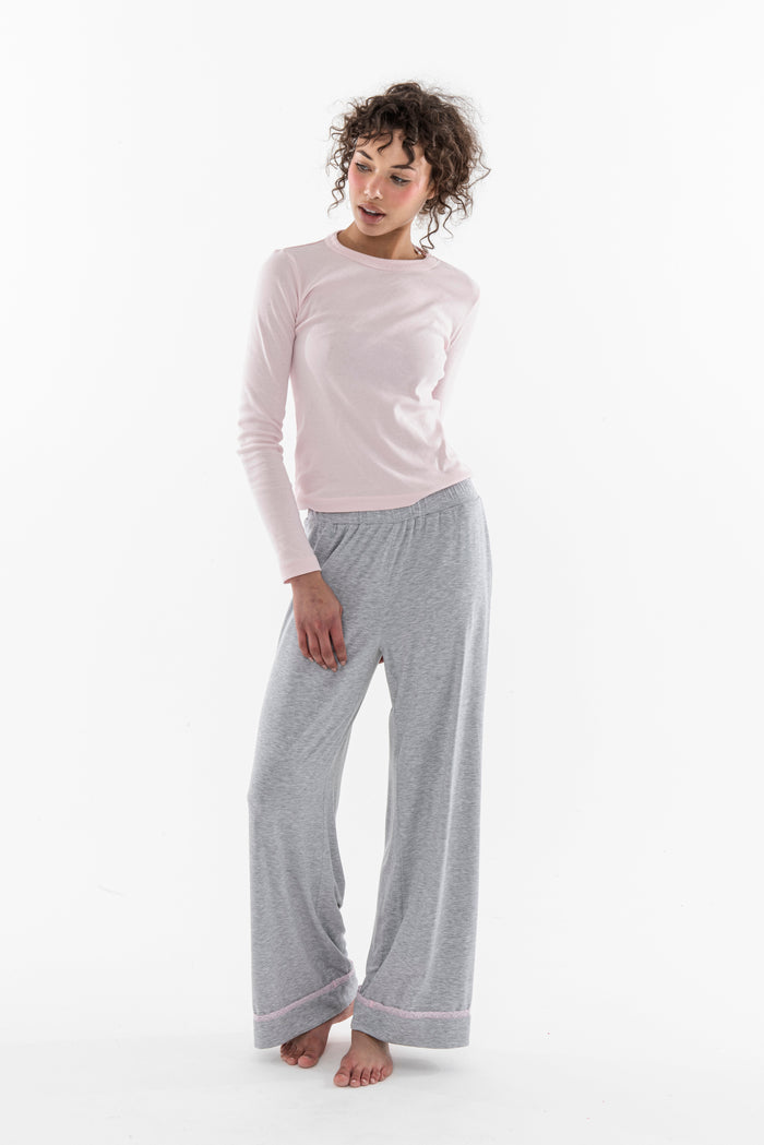 REIGN JERSEY PJ PANT LT HEATHER GREY/BLUSH