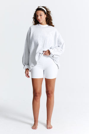 
                  
                    Load image into Gallery viewer, VARSITY BIKER SHORT WHITE
                  
                