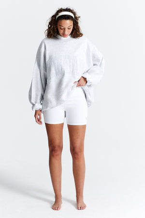 
                  
                    Load image into Gallery viewer, VARSITY BIKER SHORT WHITE
                  
                